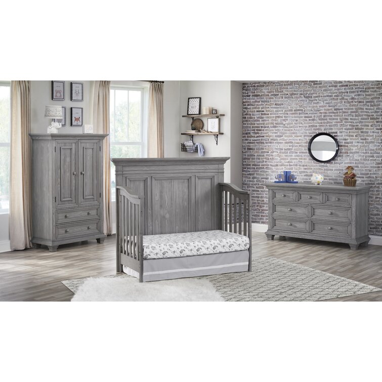 Gray crib and outlet dresser combo